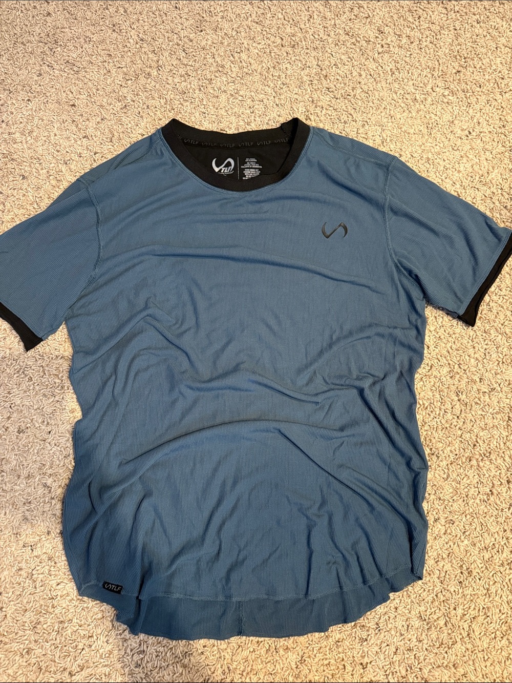 TLF Apparel Ribbed Activewear Short Sleeve T-Shirt Blue Size M